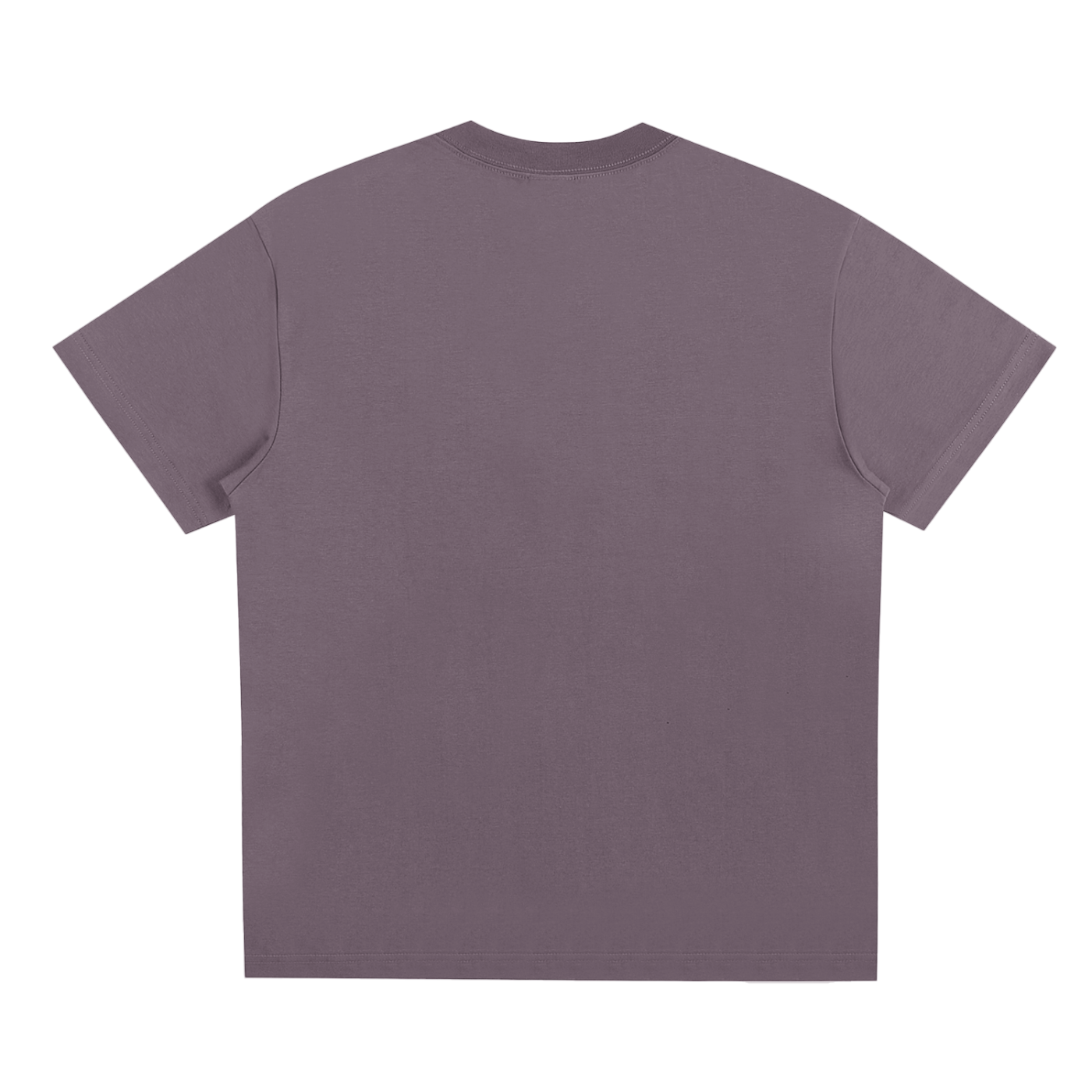 Back view of a plain purple t-shirt on a white background